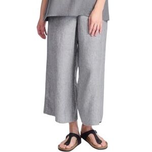 FLAX linen wide leg high waist cropped pull on elastic pants excellent condition
